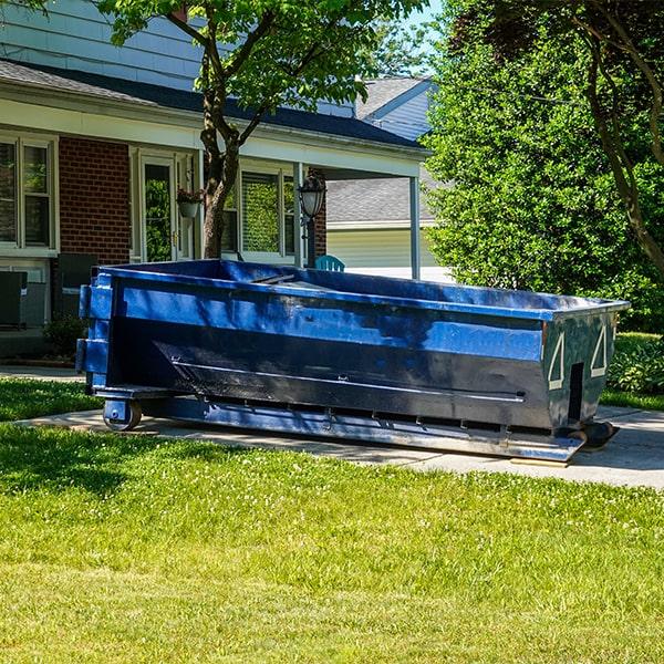 residential dumpsters can be placed on a driveway or lawn, but precautions need to be required to avoid damage to the property